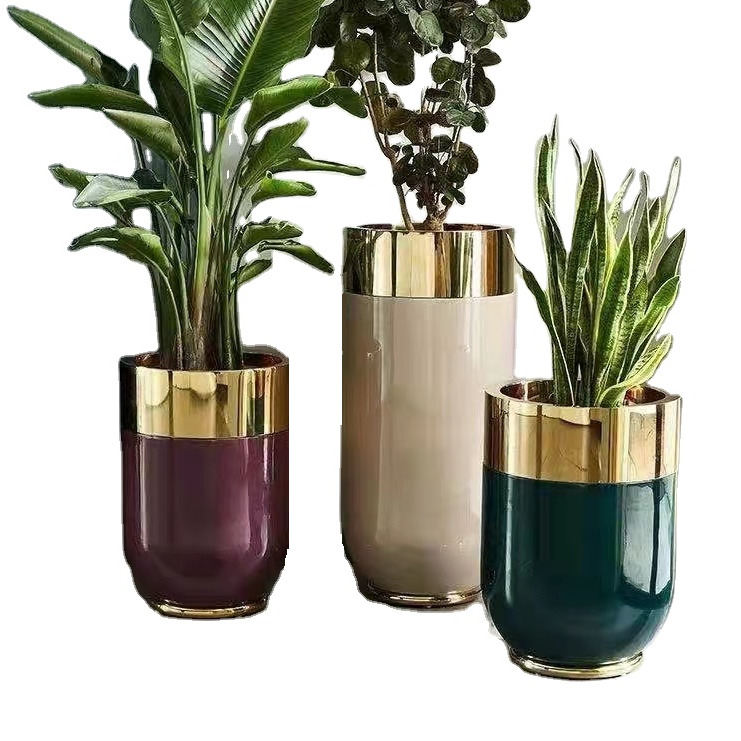 Two colors matched flower pot metal flower planter