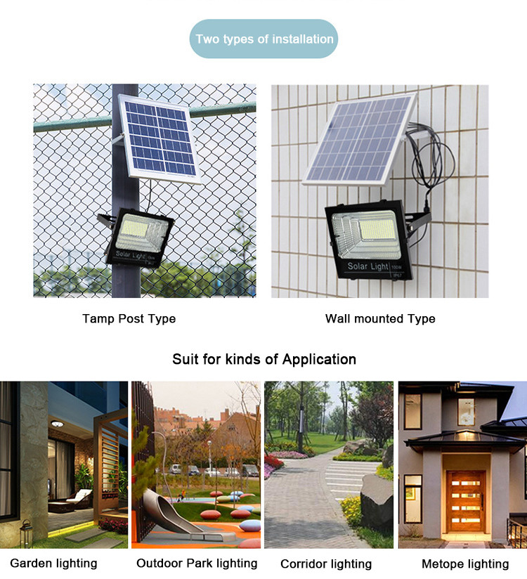 300 Watt IP65 Solar Powered Led Flood Light Outdoor Die-Cast Aluminum Housing