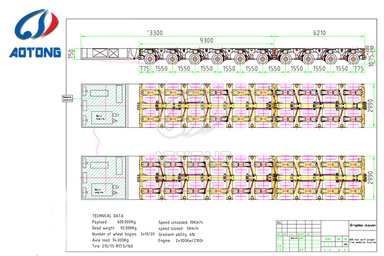 Semi-Trailer Self-Propelled Modular Transporter Trailer for Bridge Beam Transport