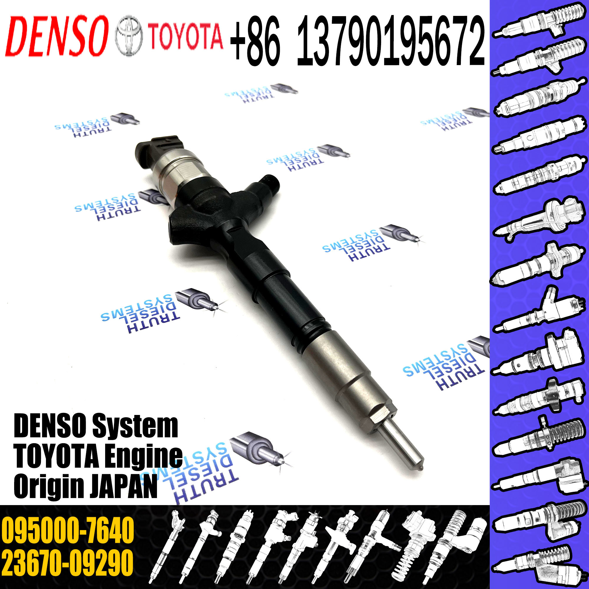 High Quality Common Rail Fuel Injector 095000-7640 for TOYOTA 2AD-FTV 23670-09290
