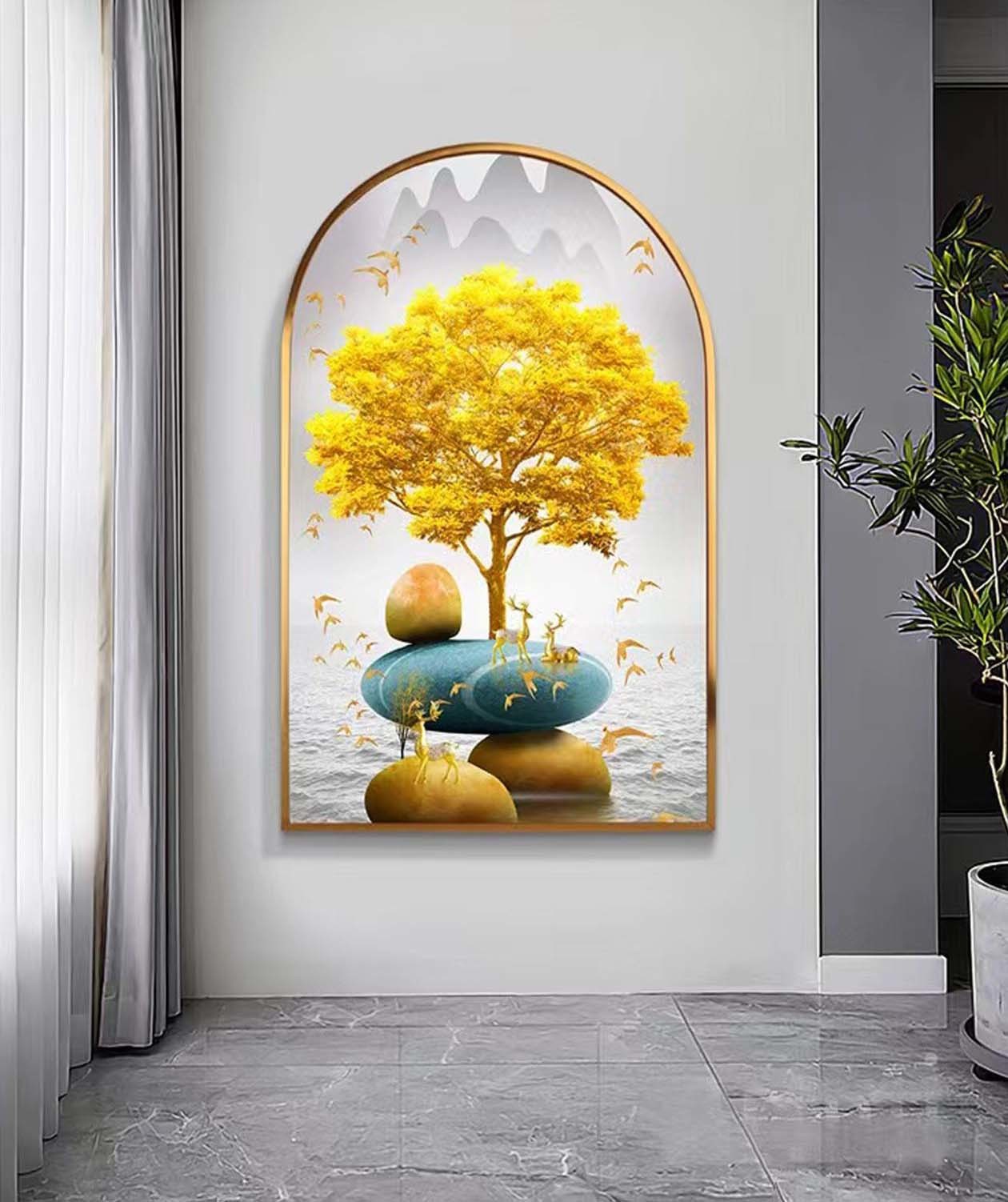 1.5mm Metal Arch Top Square Bottom Aluminium Mirror Frame For Painting Poster