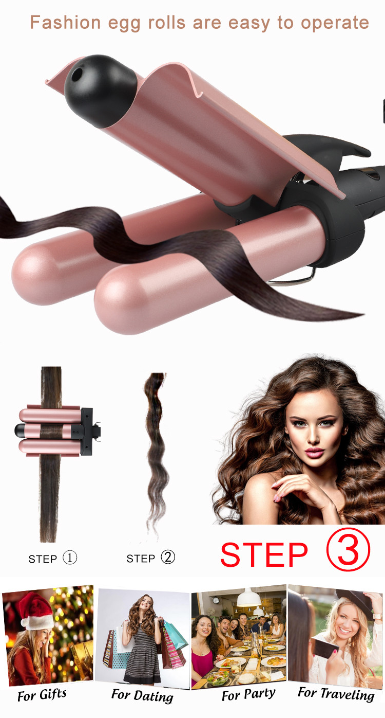 Dual Voltage Three Barrel Hair Waver 1 Inch For Salon And Travel