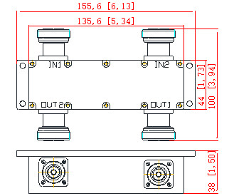 600-4200MHz 2in 2out DIN Female Hybrid Coupler for Signal Splitting