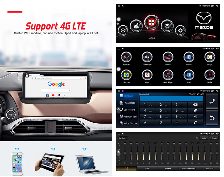 Mazda Car Stereo For CX9 Andoird 10.25inch Dual System With Wifi 4G DSP Wireless Carplay