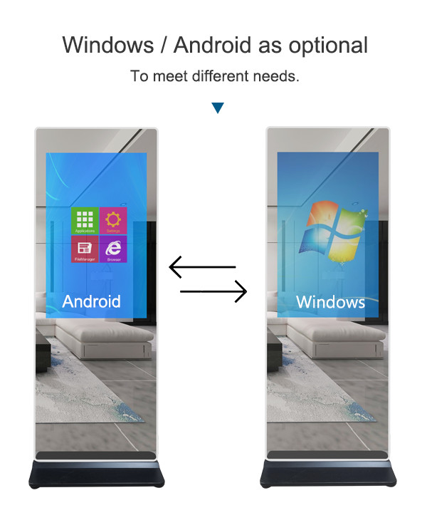 Android Windows 1920x1080p 21.5" Smart Mirror Digital Signage For Gym