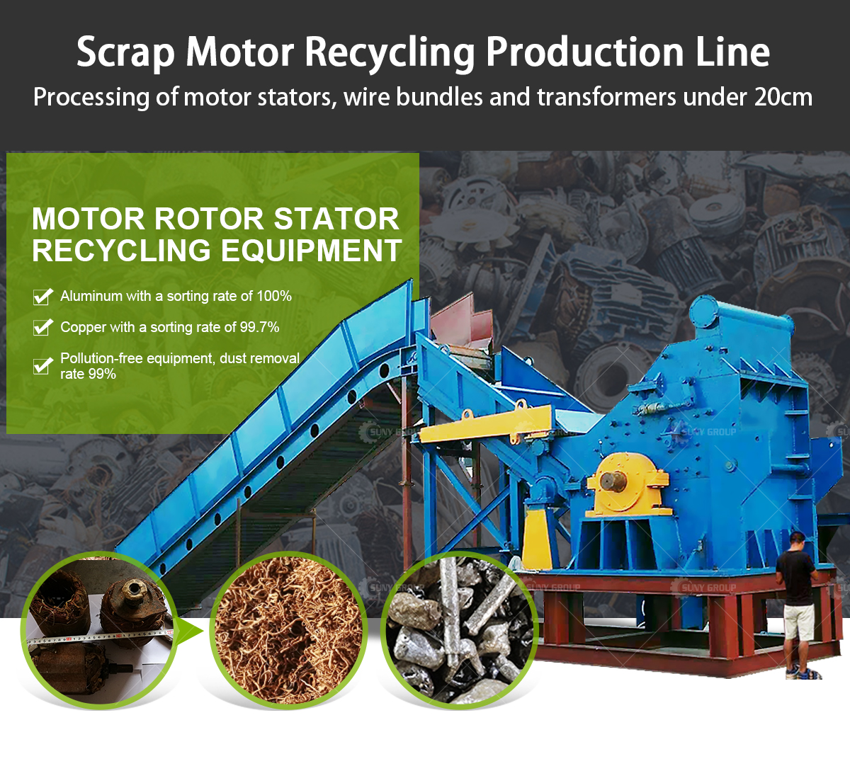 Scrap Electric Motor Stator Recycling Dismantling Machine with Gear Core Components
