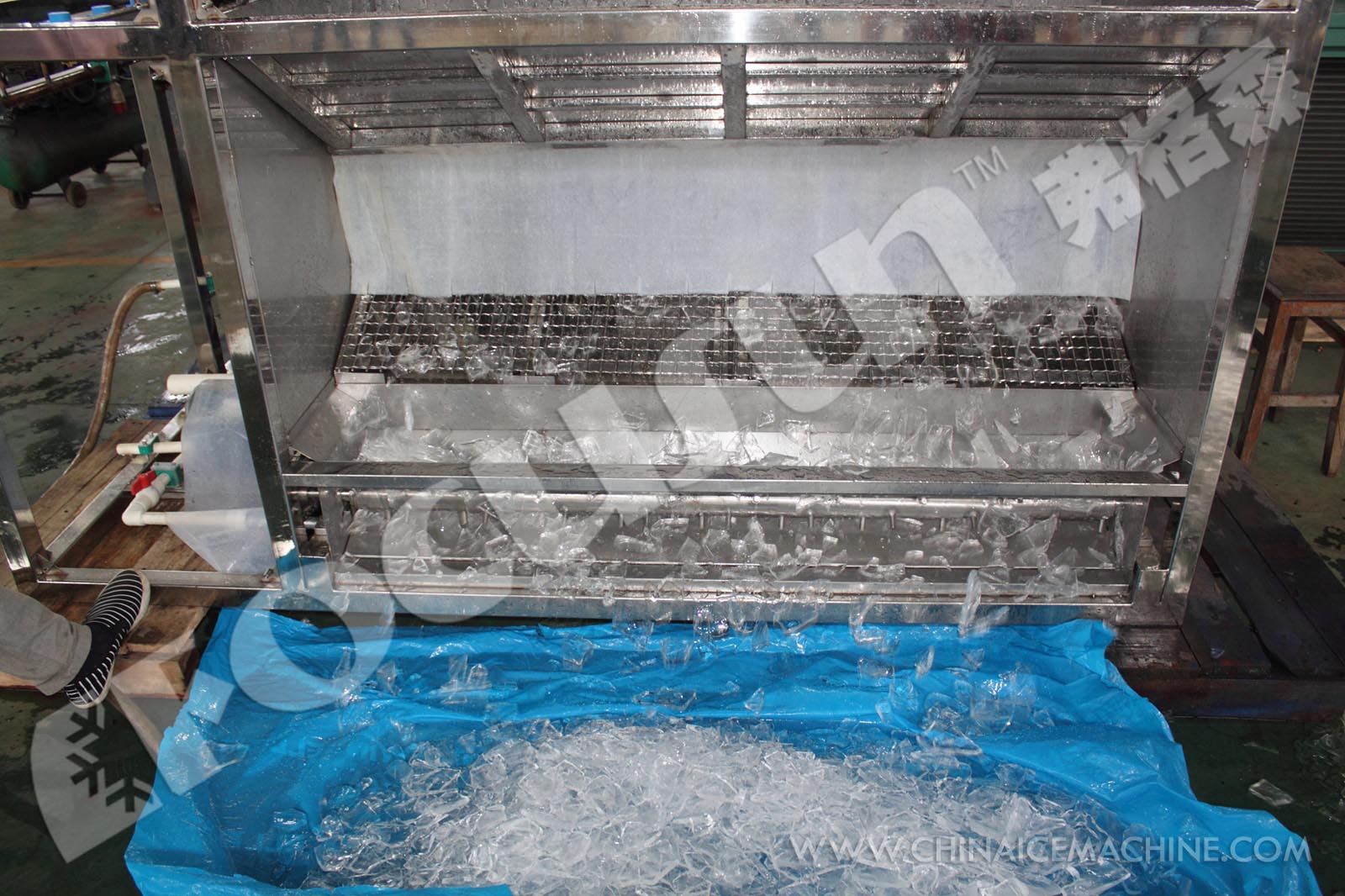 Focusun 10T Stainless Steel Plate Ice Machine Water Cooling for Fast Ice Production