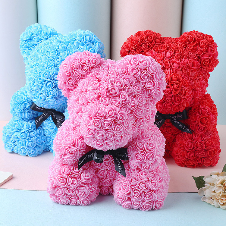 Large Rose Bear Foam / PE Handmade Artificial Flowers for Valentine Day Gift 70cm