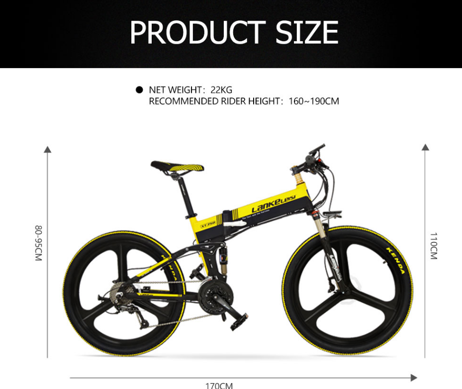 26 Inch Folding Portable Electric Bike Mountain Full Suspension