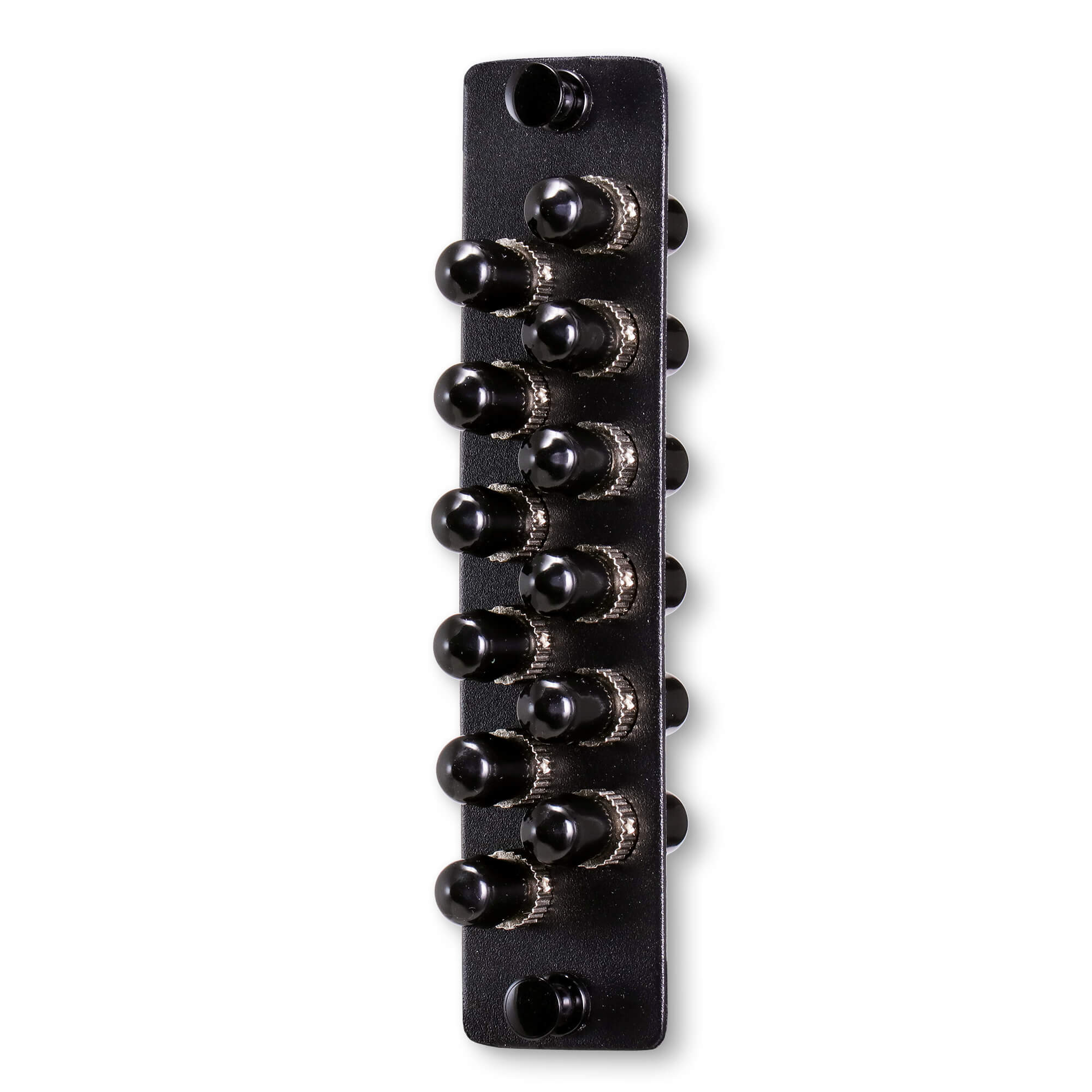 Black Cover ST 12 Fiber Optic Adapter Panel With Simplex Multimode Adapter