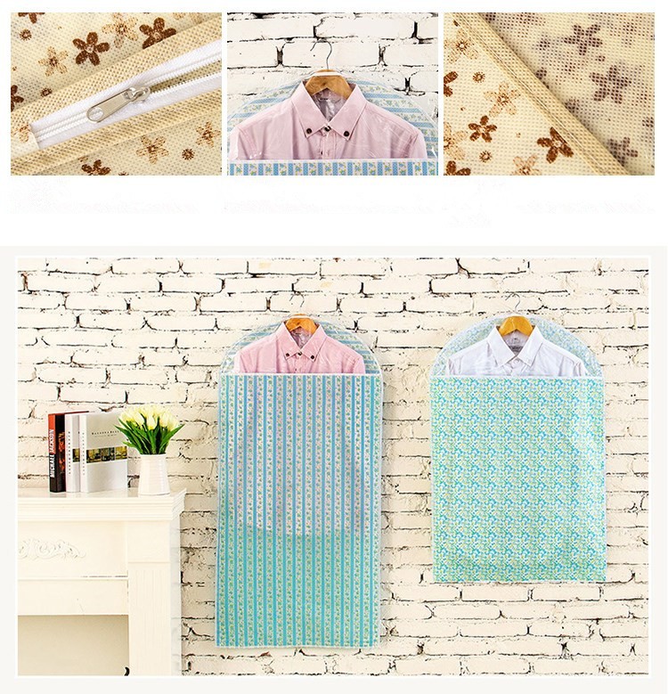Foldable Non Woven Garment Storage Bag Zipper Top Plastic Dry Cleaning Bags