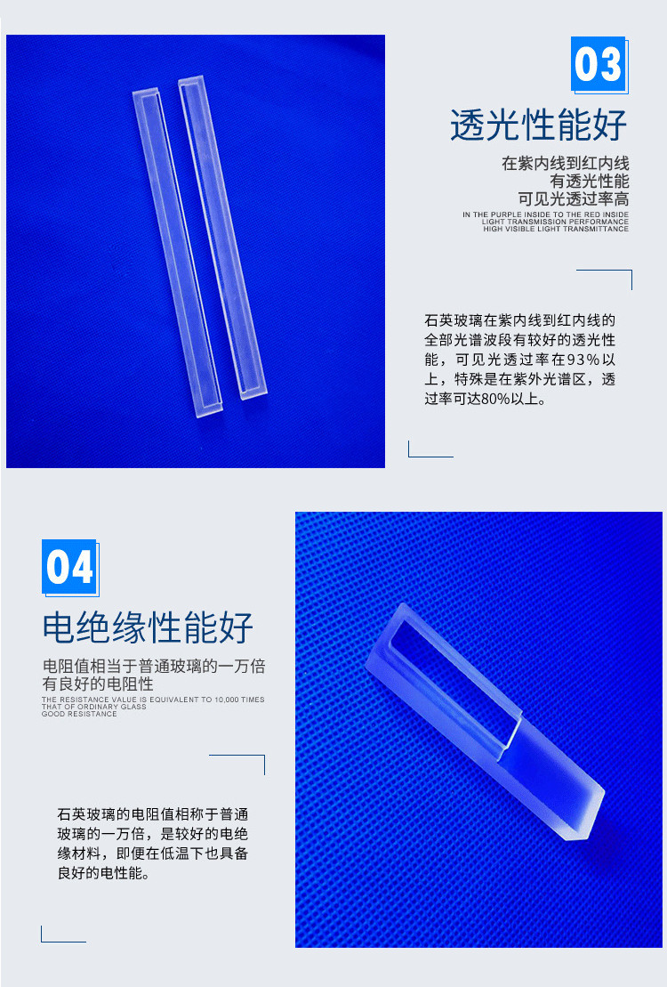 Hot Press Quartz Glass Bar Rod Strip Fitting Strict Size Control