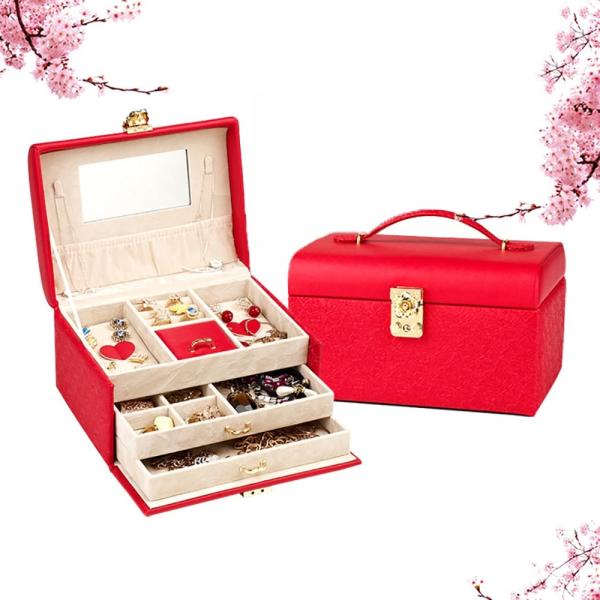 Velvet Lining 3 Layer Jewelry Box , Jewellery Drawer Organiser 22*16.5*12.5cm