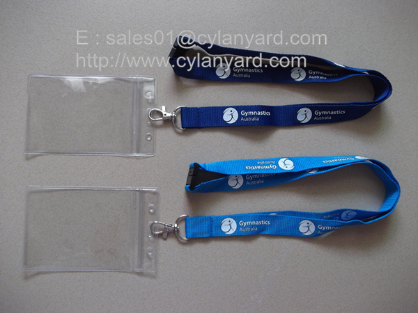 polyester sports neck ribbon with plastic name badge