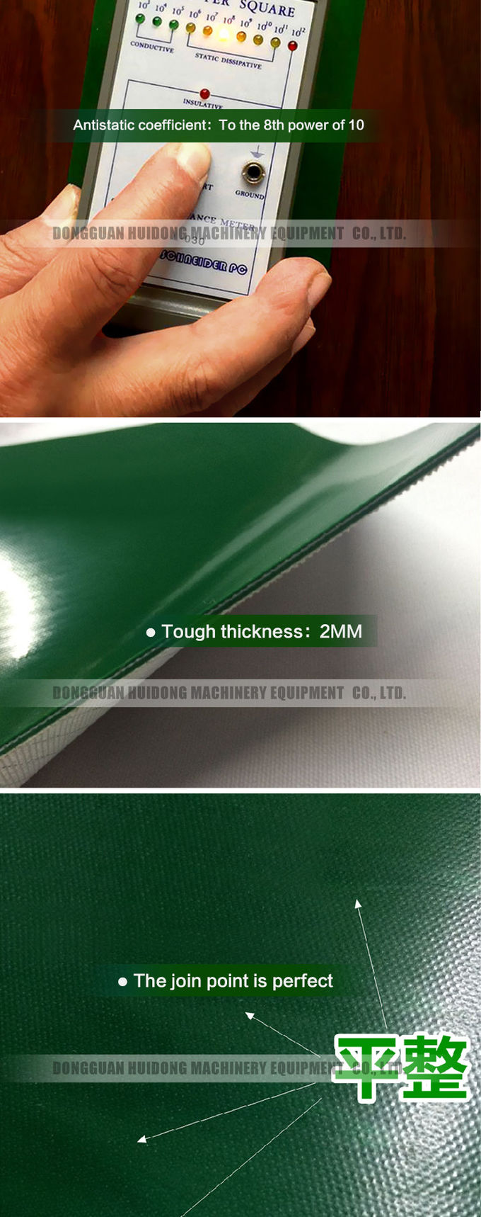 PVC / PU Green Portable Conveyor Belts Flat Surface Production Line