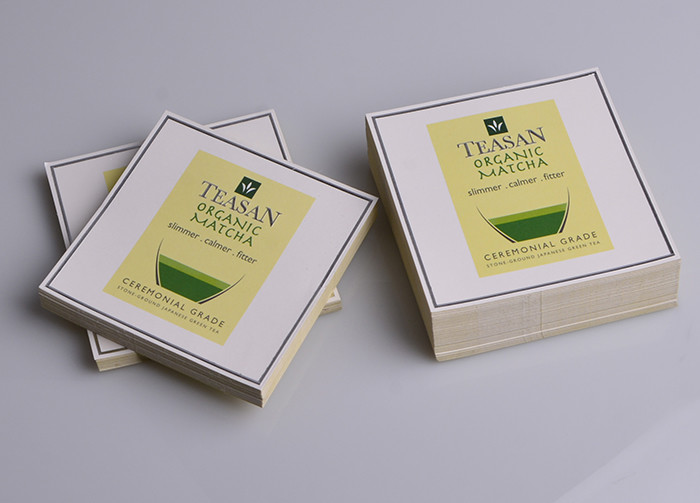Personalized printed silver embossing self adhesive artpaper labels for green tea packaging