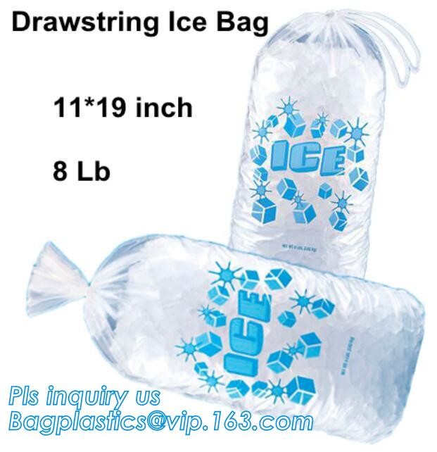 disposable plastic LDPE ice cube freezer bag with wicket, Ice Cube Plastic Bag Suppliers, wicket LDPE ice bag, LDPE draw