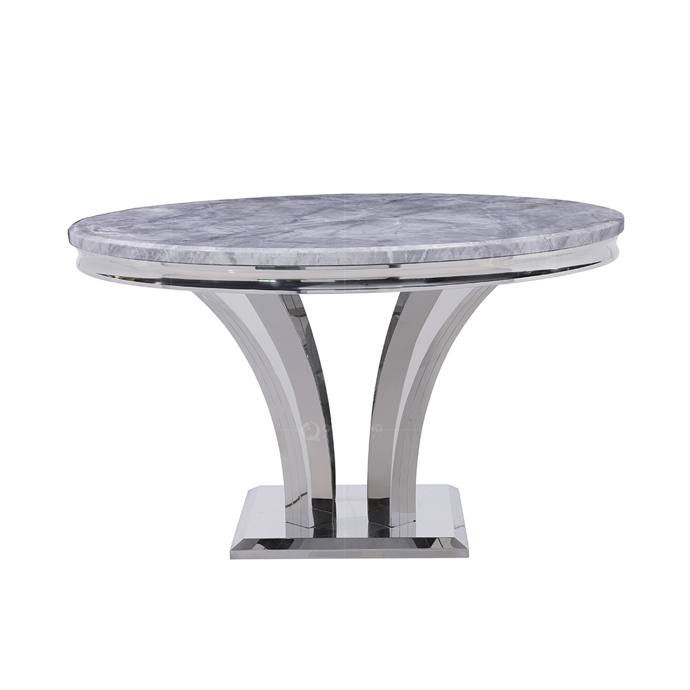 Round Marble Top Grey SS Steel Furniture Dining Table