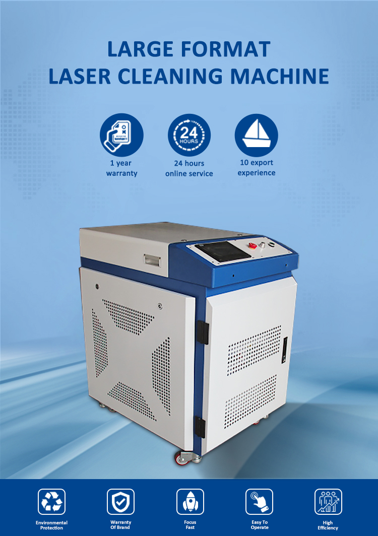 1000w 1500w Fiber Laser Rust Removal Cleaning Machine Large Format For Rust Paint Oil Dust