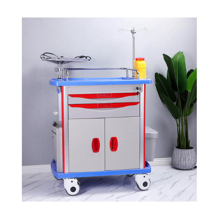 Clinic Monitor Emergency Nursing Abs Plastic Medical Trolley Cart