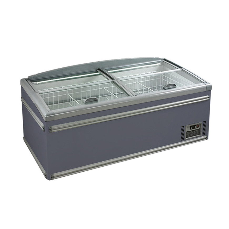 CE ROHS Commercial Display Freezer Supermarket Curved Glass Door Refrigerator