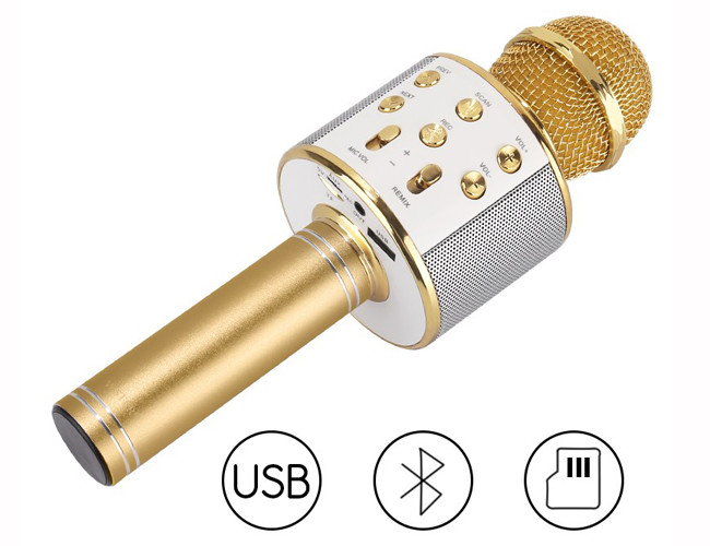 WS858 Wireless Bluetooth Karaoke Microphone , Bluetooth Stereo Microphone ABS Material