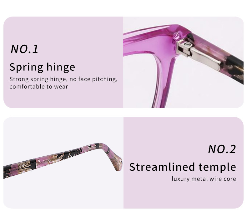 Chic Acetate Cat Eye Round Glasses Smooth Surface Non Polarized For Women