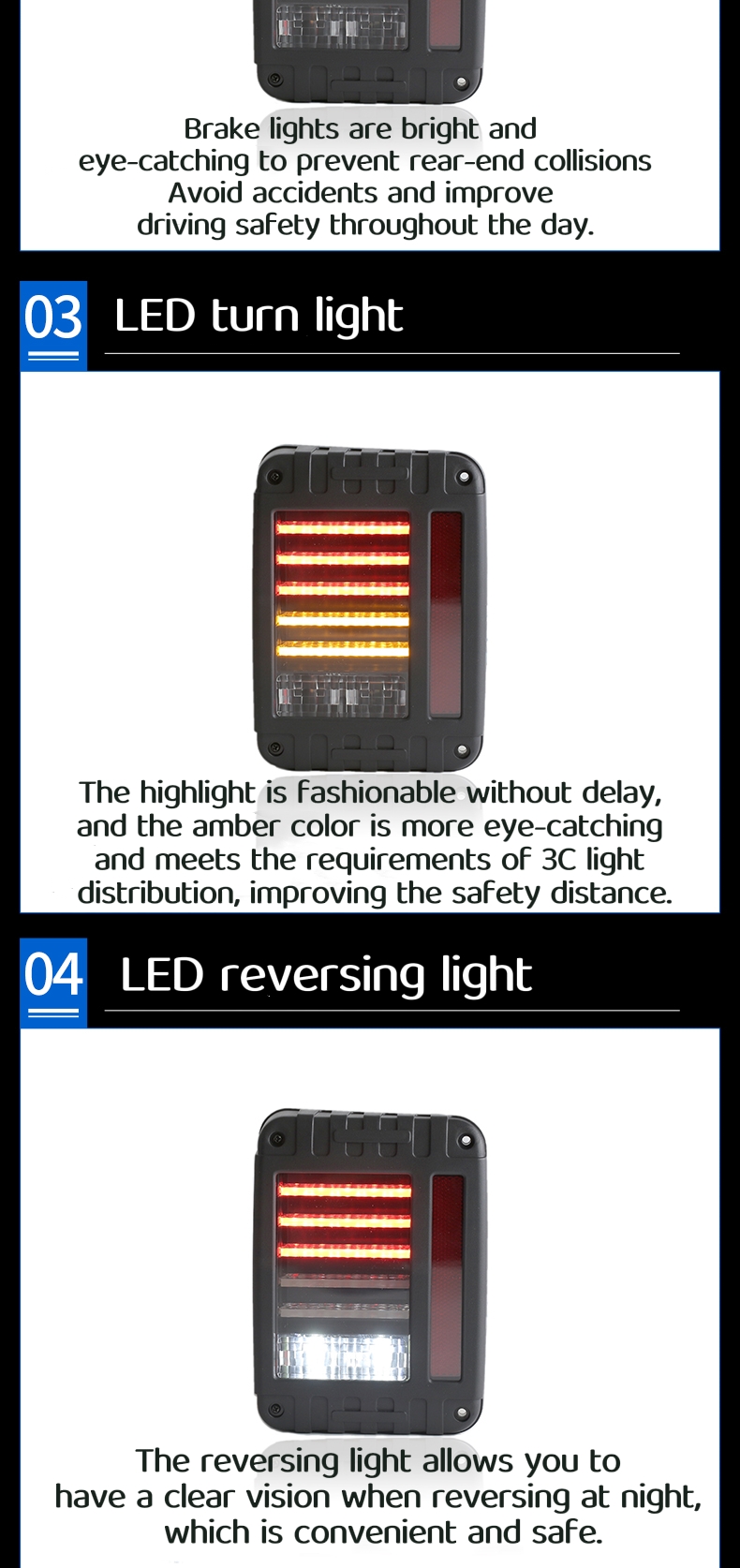 LED Tail Lights Rear Brake Lamps Turn Stop Reverse For Jeep Wrangler TJ CJ JK