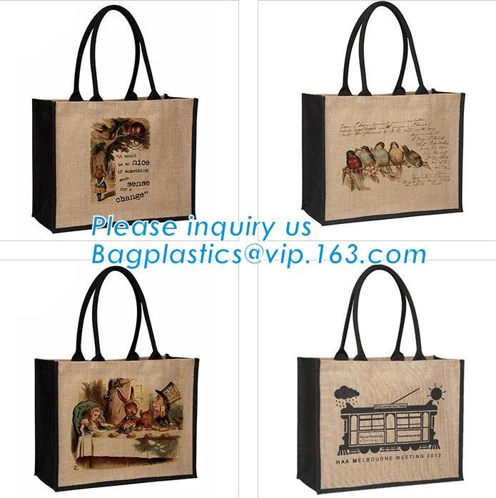 Multifunctional jute bag with low price,Natural Burlap Tote Bags Reusable Jute Bags with Full Gusset,shoulder strap plai
