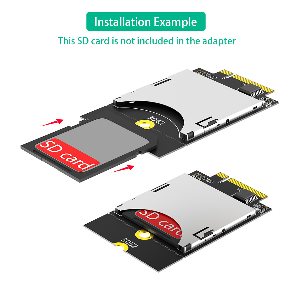 NGFF M.2 Key-B Interface to SD Card Holder Converter Adapter Card (Support USB-Bus, Not SATA-Bus)