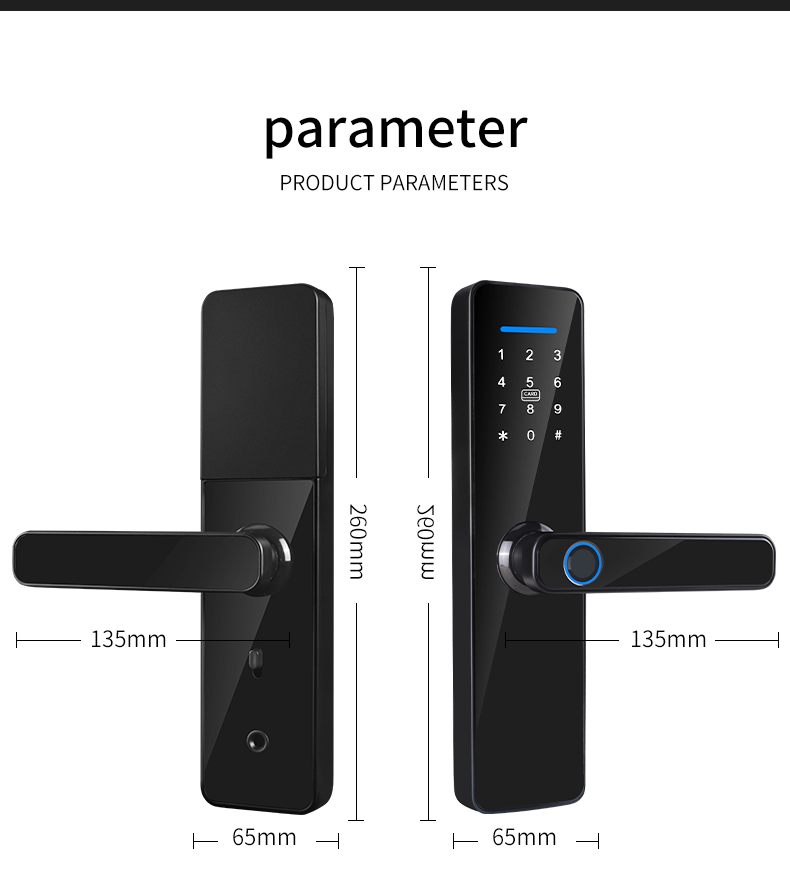 CE RoHS Biometric Fingerprint Door Lock Works With Password IC Card Key Smart APP