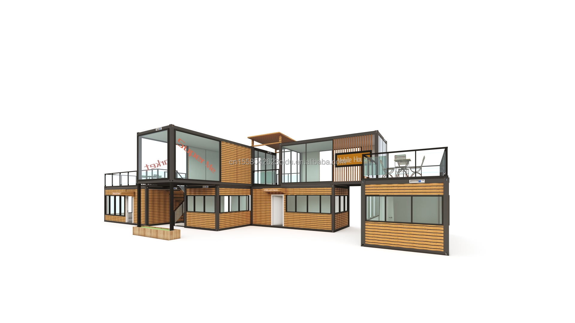 20ft/40ft Customized Color Combination Container Room for Sales Booth Coffee Shop Guard Room Office Bar