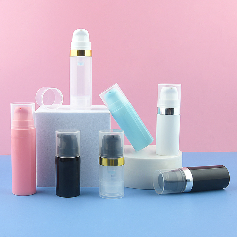 Sample Free 5ml 10ml 15ml 30ml Clear Empty Airless Pump Serum Lotion Frosted Bottle PCR Resistant Luxury Airless Bottle with Pump