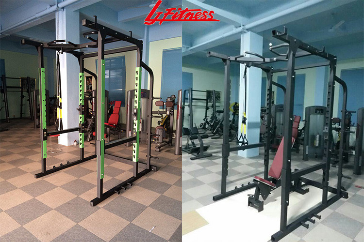 Bodybuilding Commercial Multi Station Gym Equipment , Half Power Squat Rack Machine
