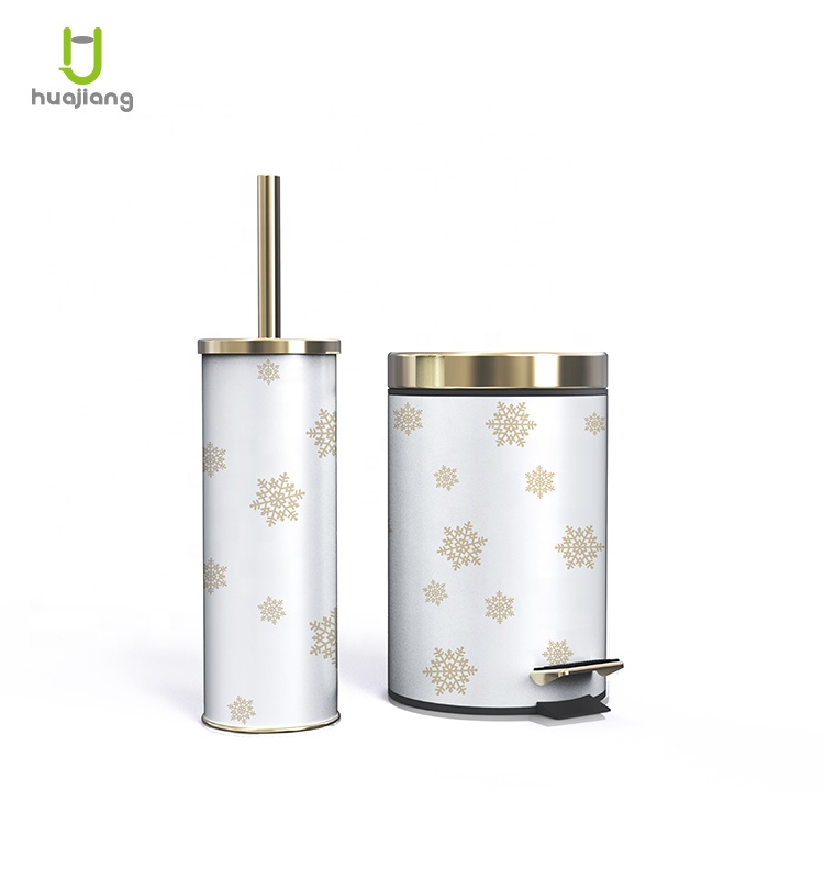 Induction Type Christmas Foot Pedal Trash Bin With Toilet Brush Set Ultimate Household Waste Disposal Solution