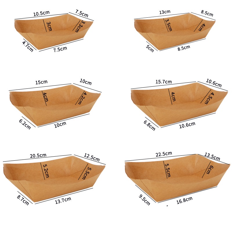 Eco-friendly Square Food Tray for Biodegradable Takeaway Sushi Sandwich Kraft Paper Box