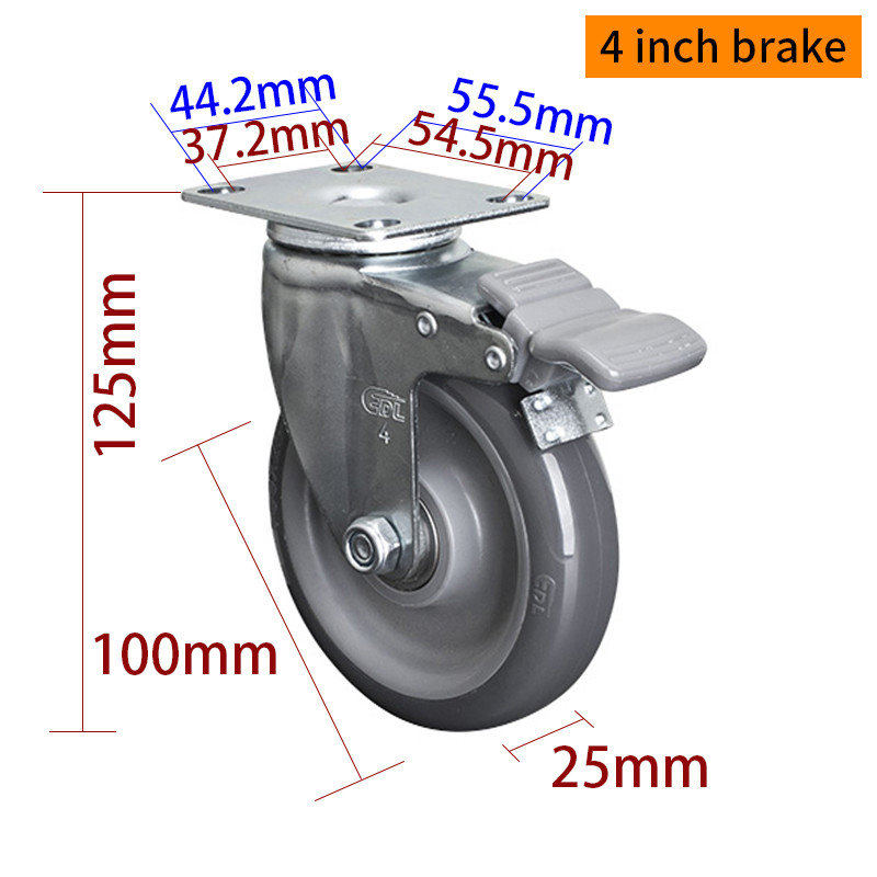 Zinc Coating Light Duty Casters Grey 4 Inch Chair Casters 364P-76