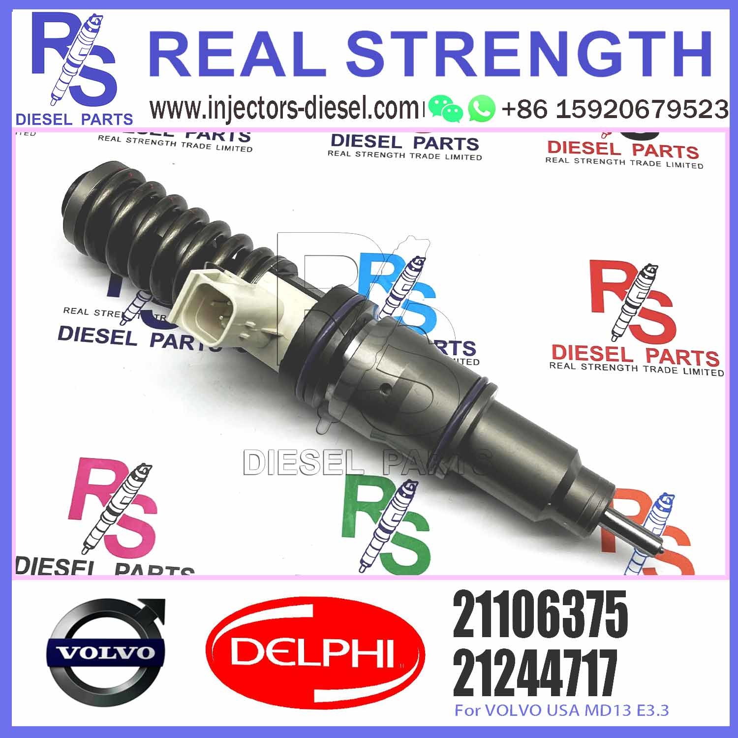 4 PINS Fuel Common Rail Injector 21106375 for V-O-L-V MD13 US07 with 10 MM BORE L280TBE