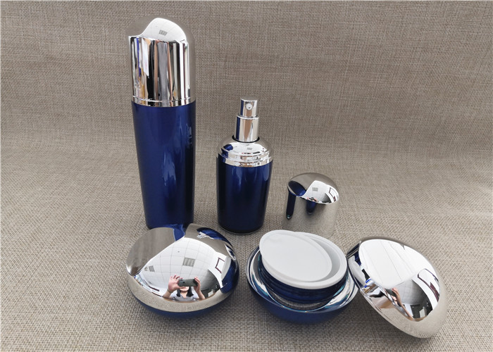 Essence Cream Acrylic Jars For Cosmetics Double Wall Shinny Sliver Color