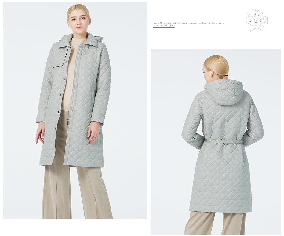 outside mid-length coat elegant hook with belt, light green