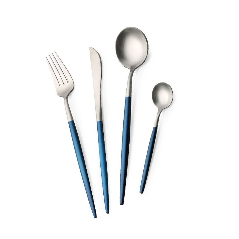 SGS 4 Piece Kitchen Flatware Sets 18/8 Stainless Steel Gold Plated Spoon And Fork