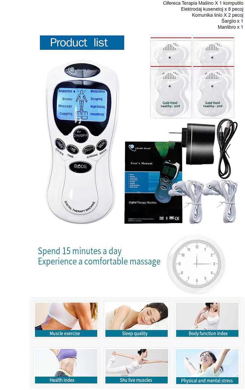 Dual Output Electric Therapy Massager Lightweight EMS Muscle Stimulator TENS Unit