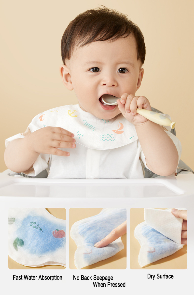 Organic Cotton Baby Waterproof Feeding Bib in a Comprehensive Assortment of Colors