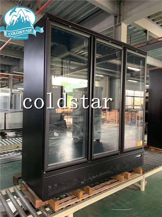 Supermarket 3 glass doors refrigerator drink display cooler yogurt milk refrigerator showcase