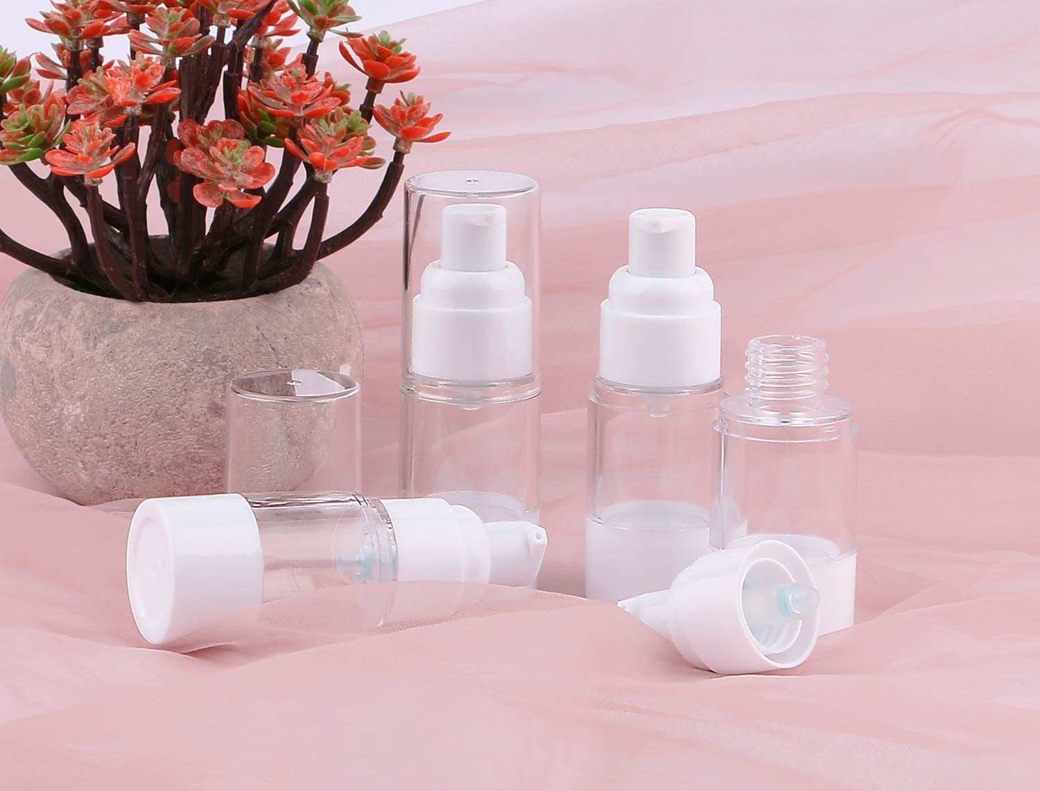 Plastic PP 15ml White Airless Pump Bottle Packaging Cosmetic