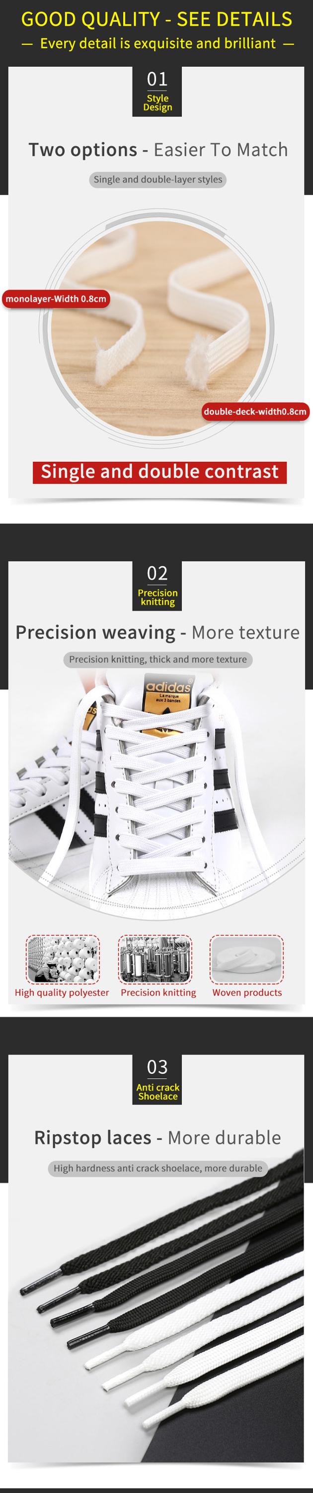 Wholesale bulk cheap Customized Logo flat black and white classic shoe laces