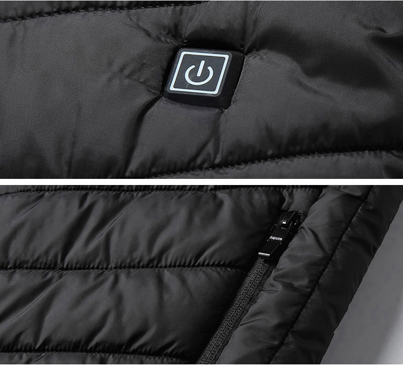 Winter Warm Thermal Rechargeable Usb Heated Full Zip Utility Warmer Padded Quilted Men Vest with Battery Pack
