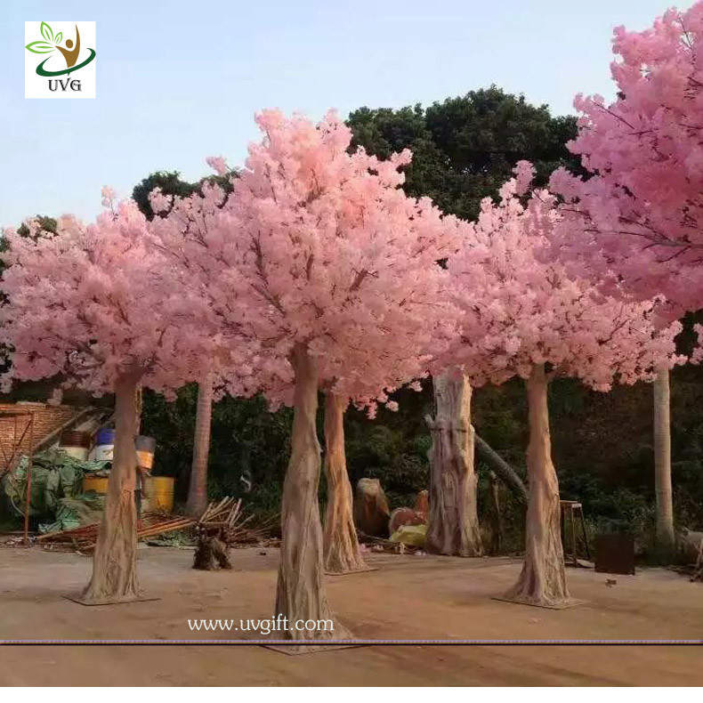 UVG 3.5m tall artificial decorative trees with pink cherry blossoms for garden landscaping CHR028