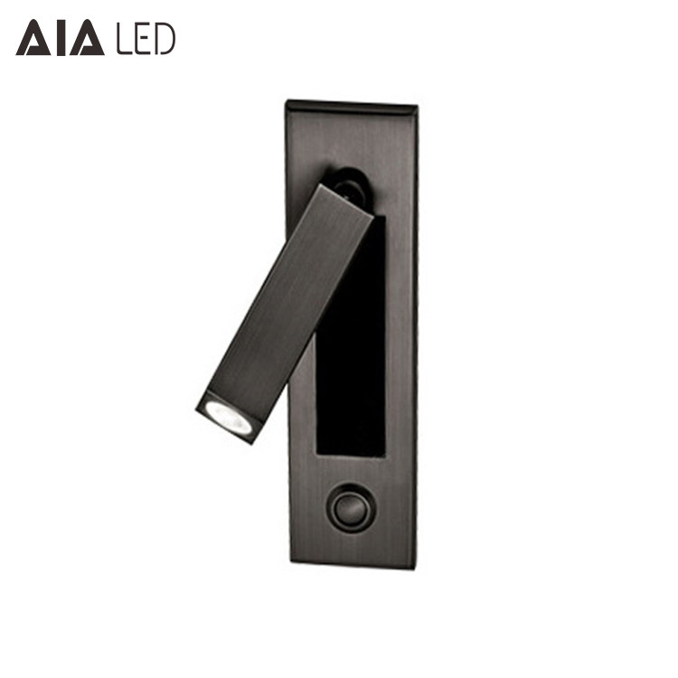 Recessed mounted bedside reading light led reading wall light 3W rotate bedroom headboard wall light for hotel