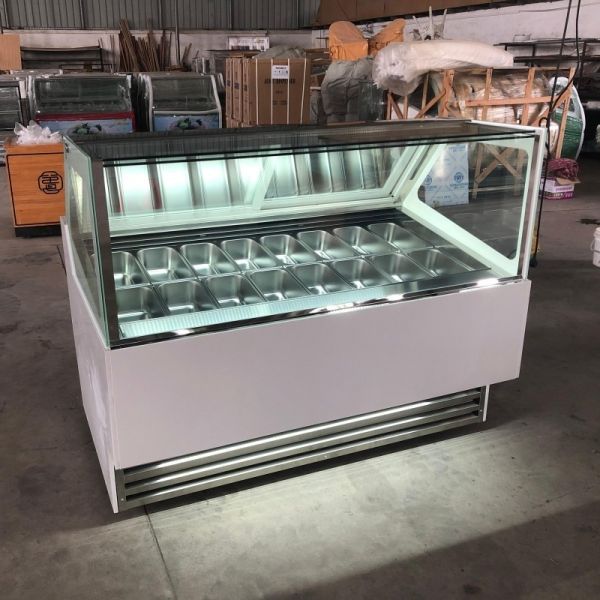 16Pans Commercial Ice Cream Display Freezer Movable For Gelato Shop
